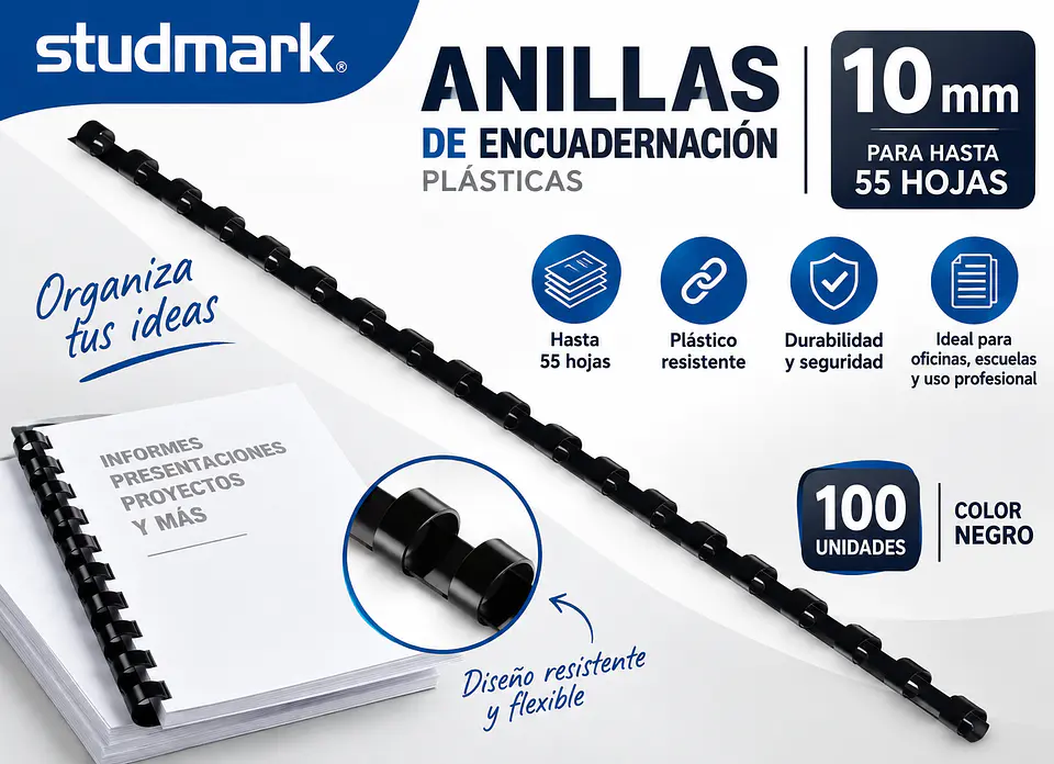 Anillas Studmark 10 mm x100 para 55 Hojas 1