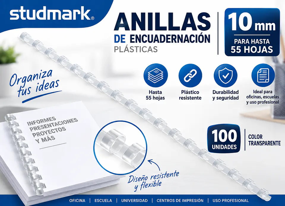 Anillas Studmark 10 mm x100 para 55 Hojas 3