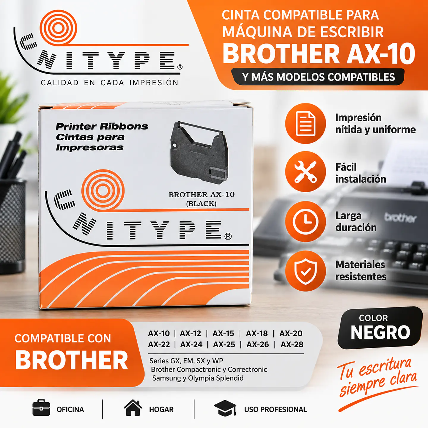 Cinta Compatible para Máquina de Escribir Brother AX-10 1