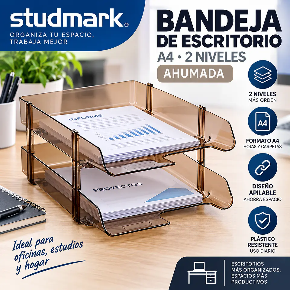 Bandeja A4 Studmark Ahumada de 2 Niveles para Escritorio - ST-02035 1