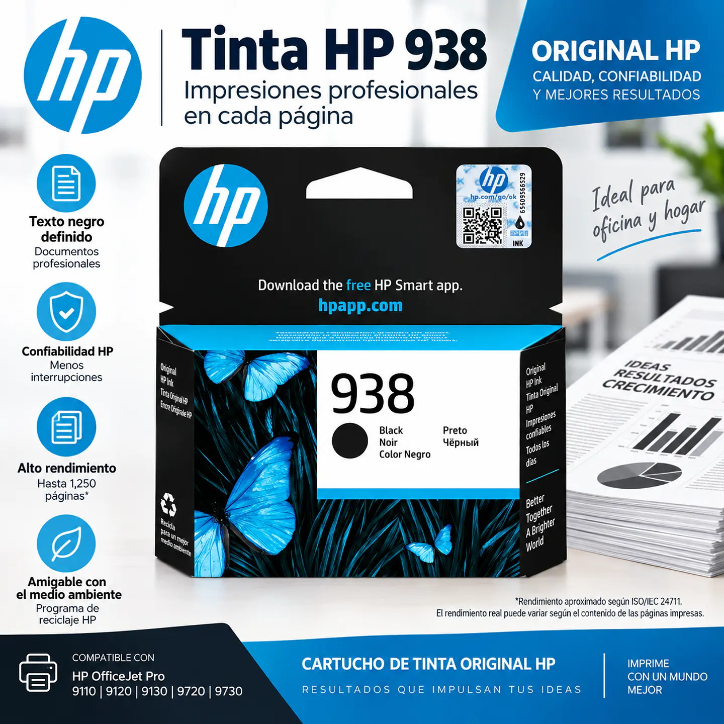 Tinta HP 938 Original para OfficeJet Pro 9110 9120 9130 1