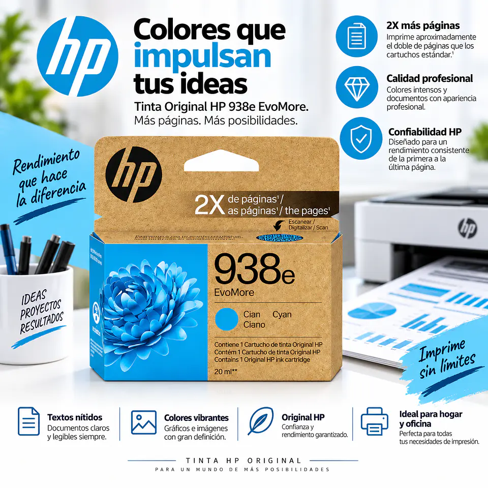 Cartuchos de Tinta HP 938e EvoMore Original Alta Capacidad 2