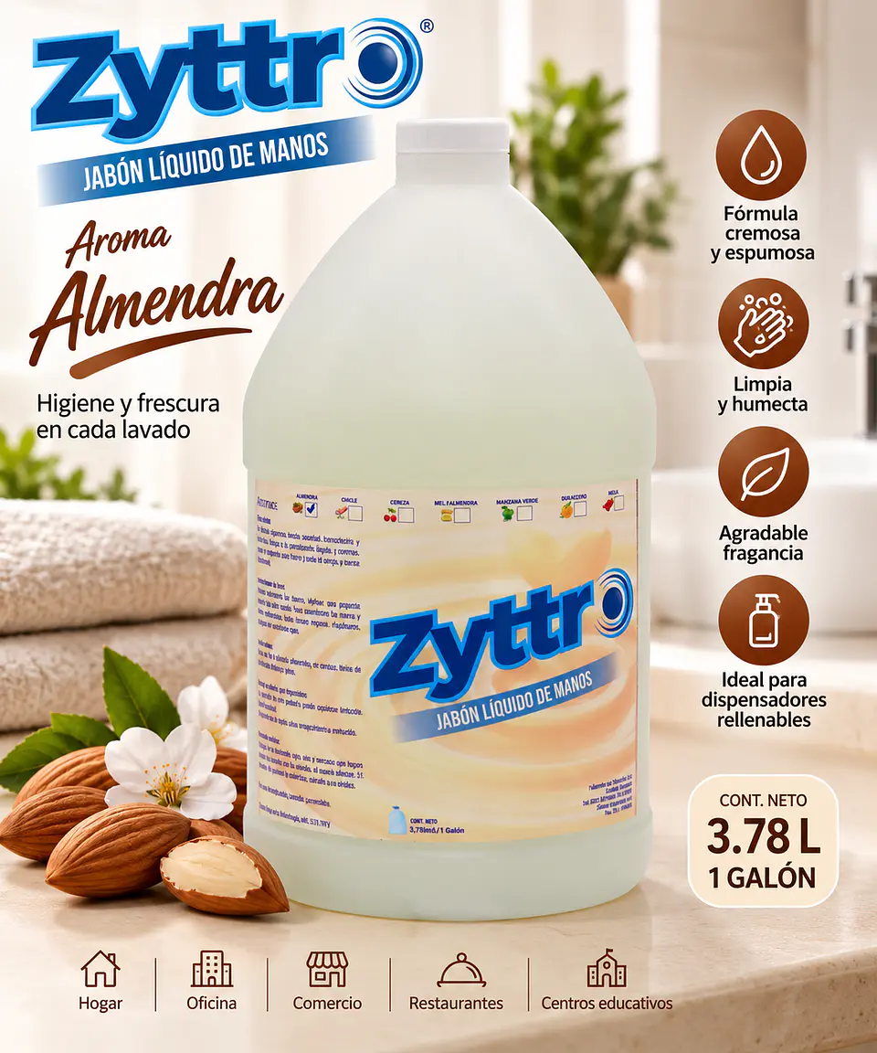 Jabón Líquido para Manos Zyttro 1 Galón 3.78 L – 4 Fragancias 1