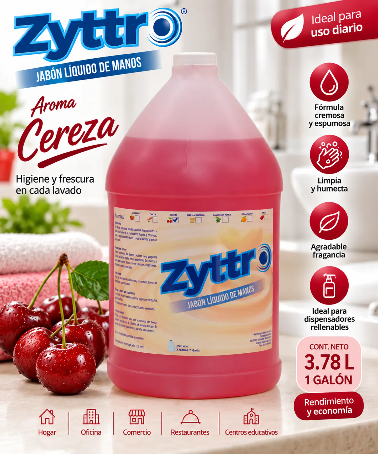 Jabón Líquido para Manos Zyttro 1 Galón 3.78 L – 4 Fragancias 2