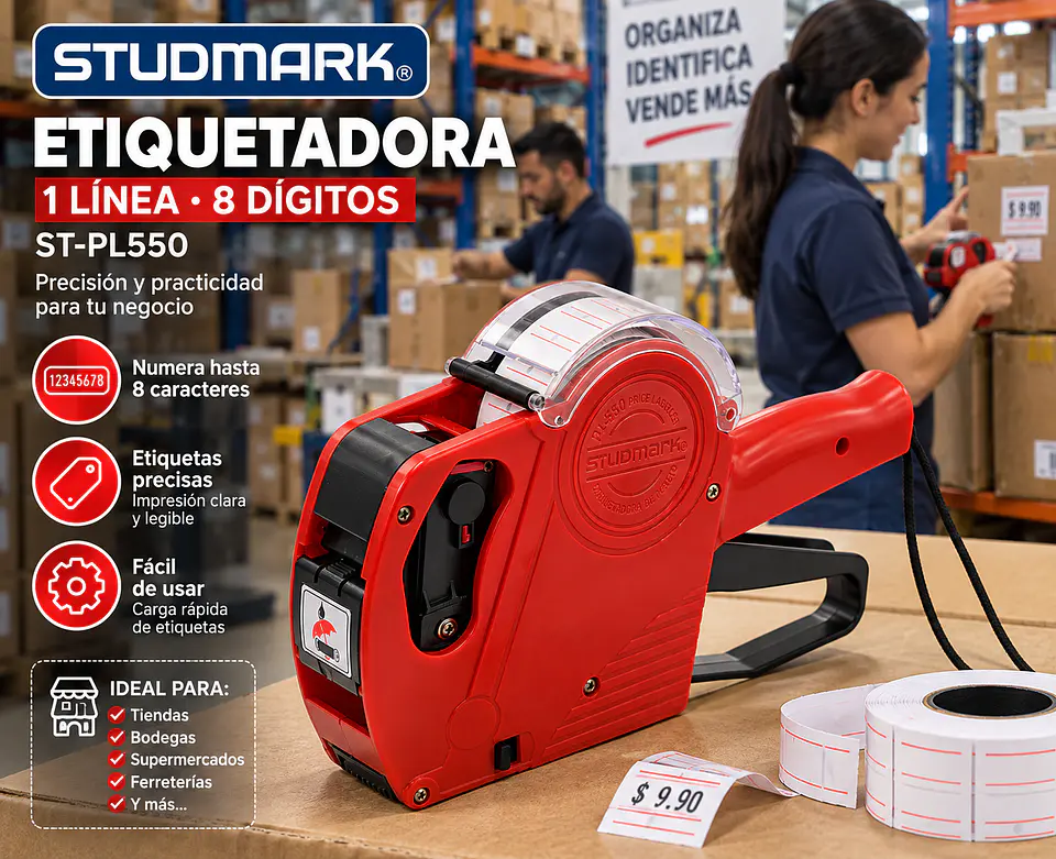 Etiquetadora Studmark 1 Línea 8 Dígitos ST-PL550 1