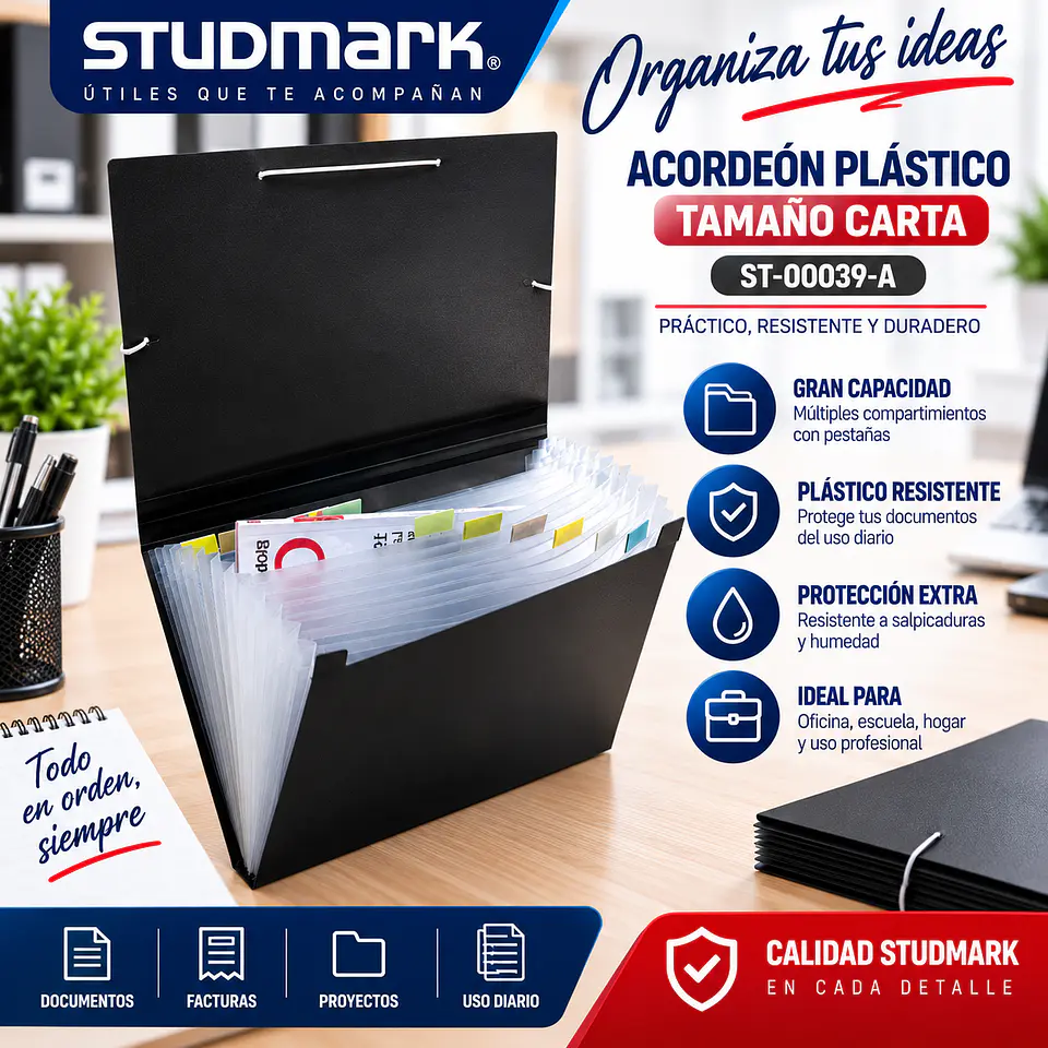 Acordeón Plástico Studmark Tamaño Carta con Pestañas 2