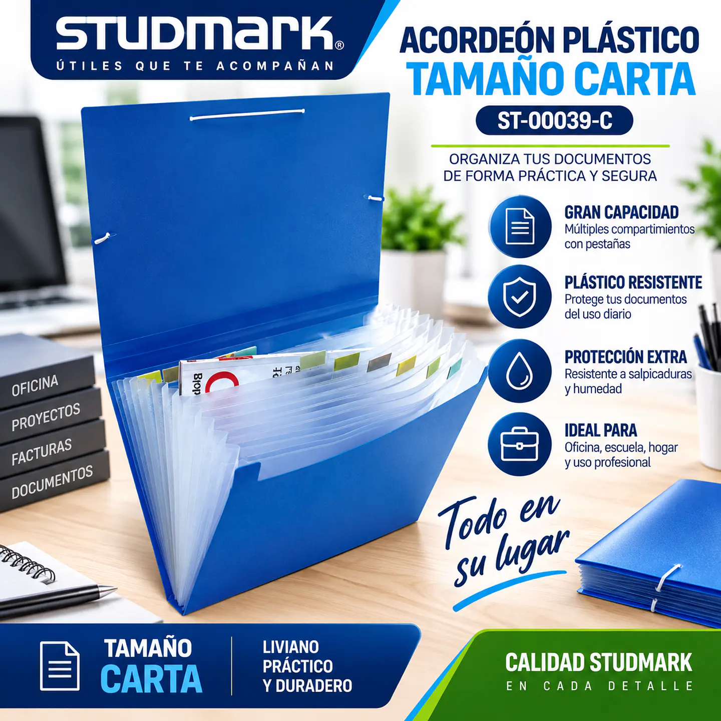 Acordeón Plástico Studmark Tamaño Carta con Pestañas 1