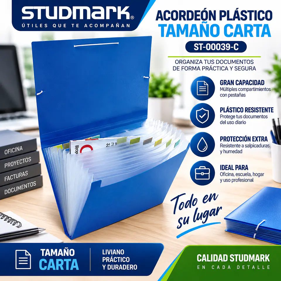 Acordeón Plástico Studmark Tamaño Carta con Pestañas 1