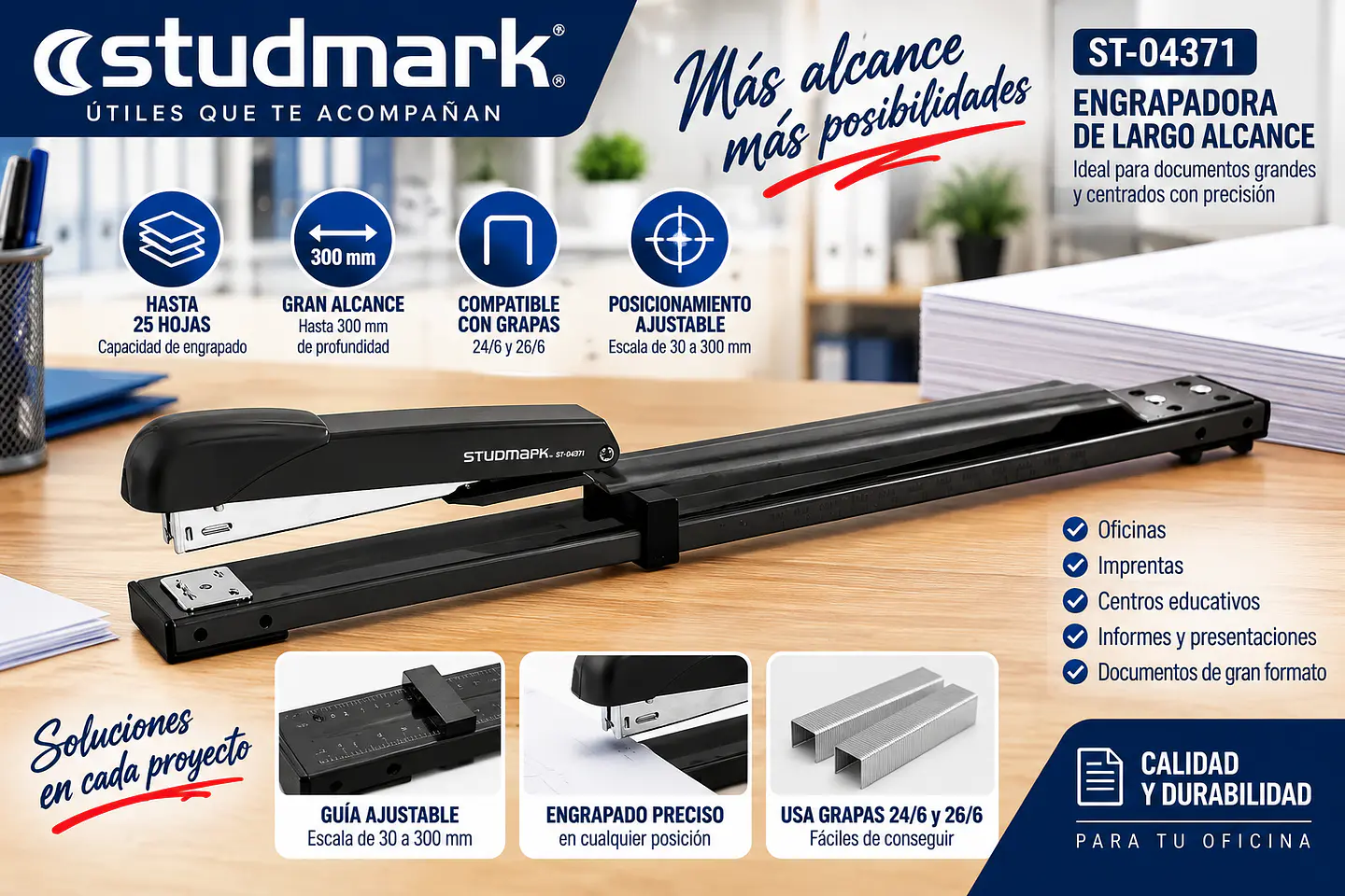 Engrapadora de Largo Alcance Studmark ST-04371 25 Hojas 300 mm 1
