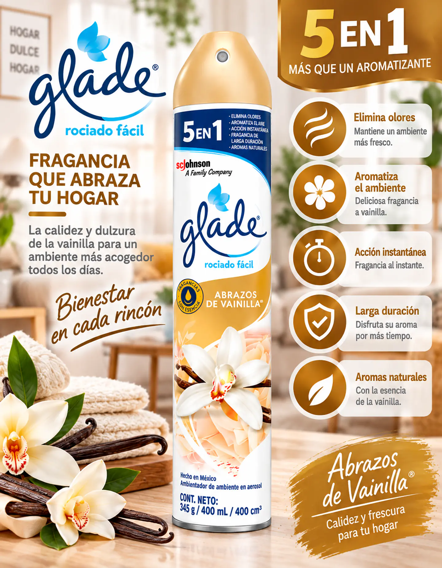 Aromatizante de Ambiente en Aerosol Glade | Elimina Olores y Refresca el Hogar con Fragancias Duraderas 1