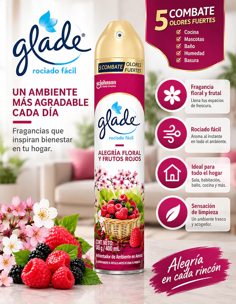 Aromatizante de Ambiente en Aerosol Glade | Elimina Olores y Refresca el Hogar con Fragancias Duraderas