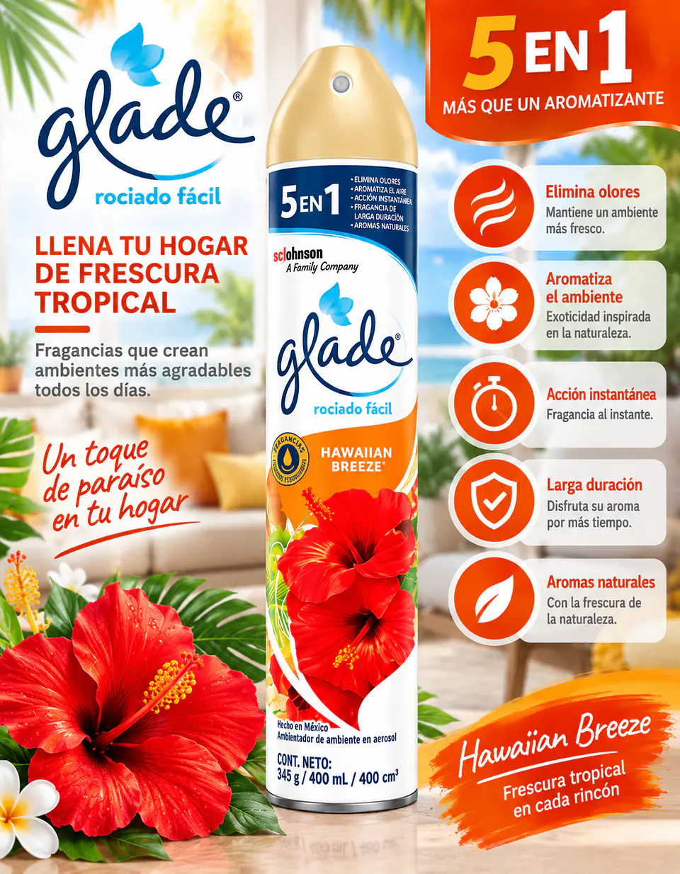 Aromatizante de Ambiente en Aerosol Glade | Elimina Olores y Refresca el Hogar con Fragancias Duraderas 4