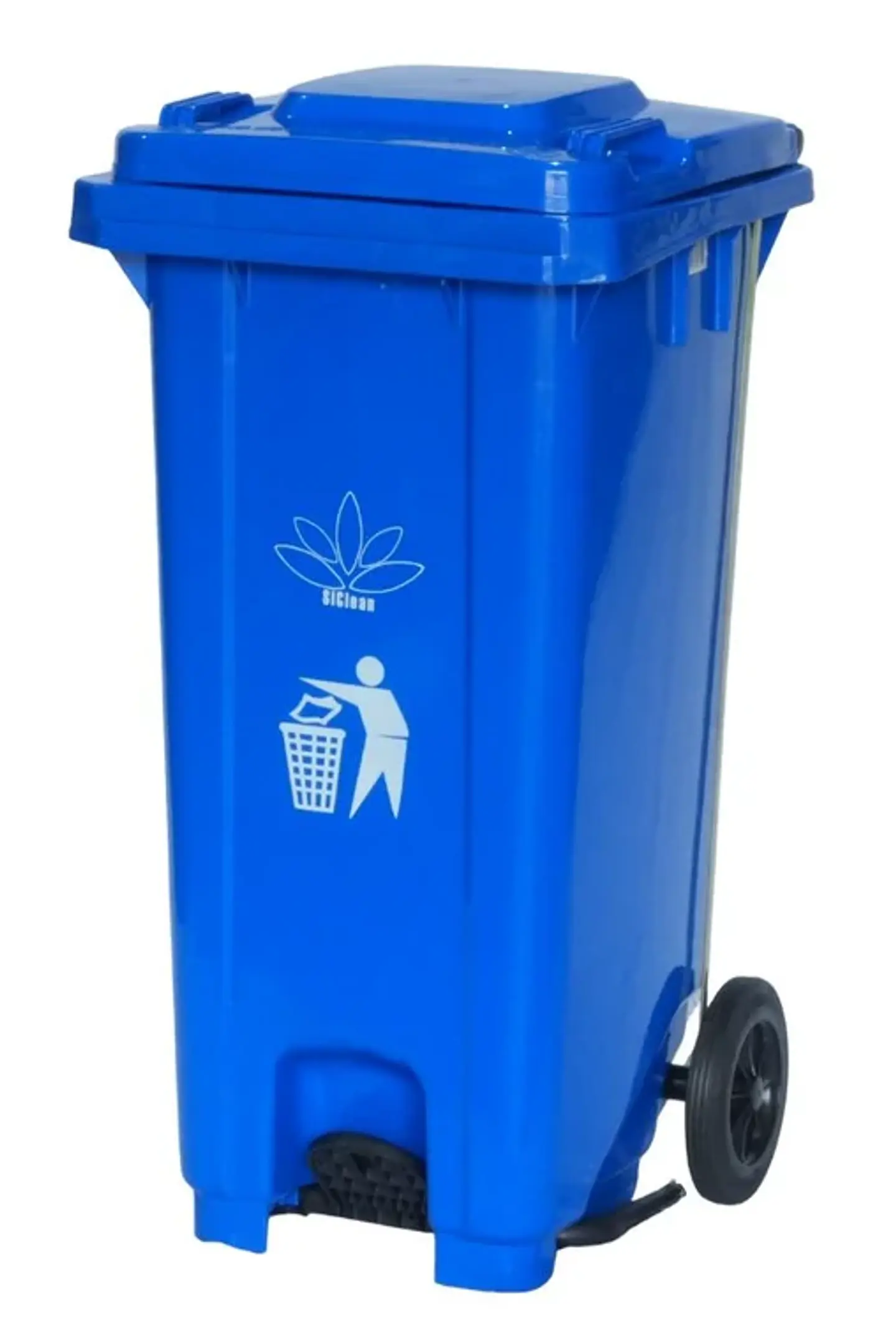 Basurero Industrial 32 Galones 120L con Pedal y Ruedas SiClean 3