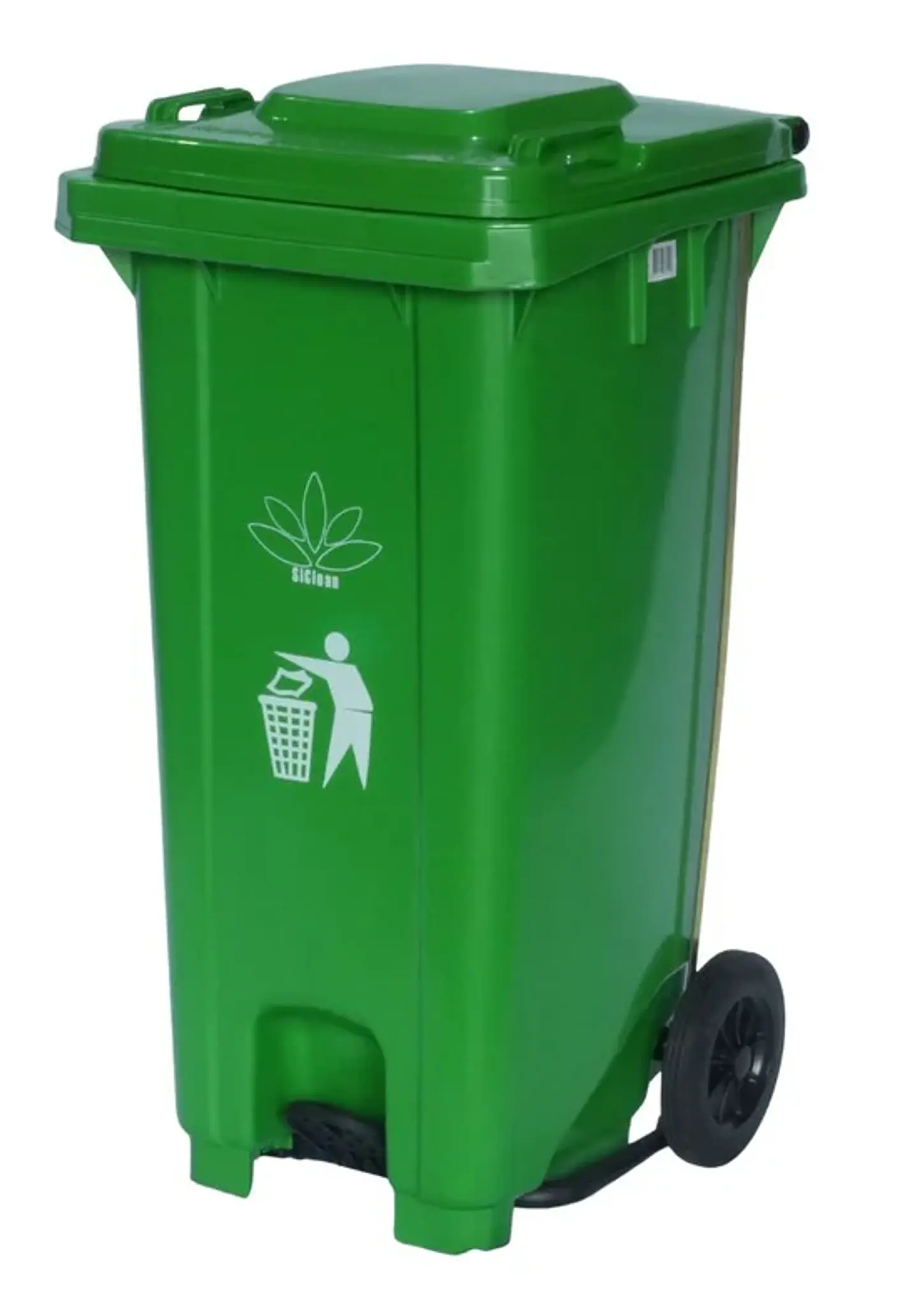 Basurero Industrial 32 Galones 120L con Pedal y Ruedas SiClean 7