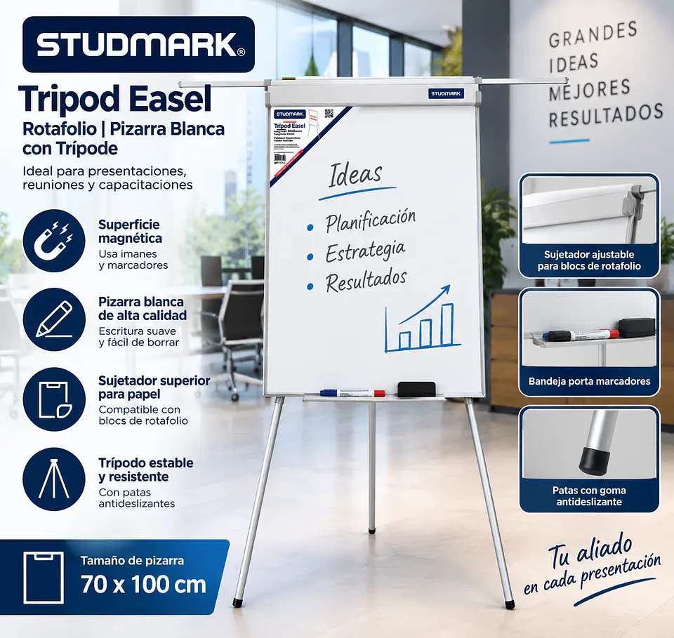 Tablero Rotafolio Magnético Studmark 70x100 cm 2