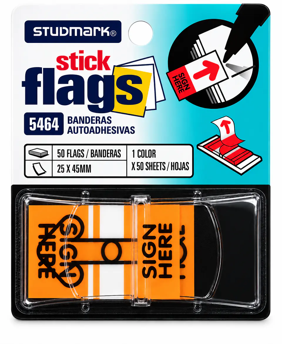 Banderitas Adhesivas Sign Here Studmark 25 x 45 mm 50 Hojas ST-05464 3