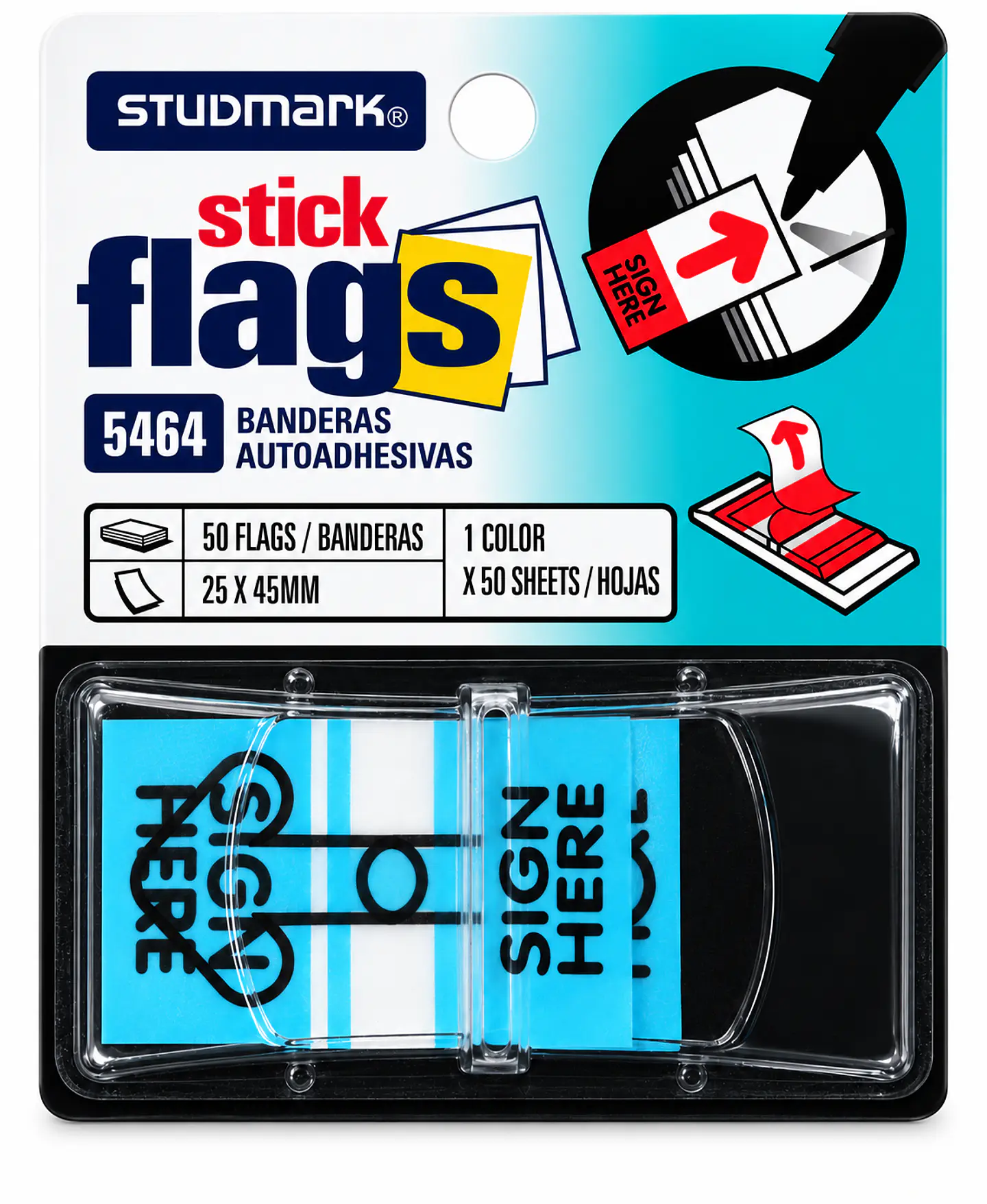 Banderitas Adhesivas Sign Here Studmark 25 x 45 mm 50 Hojas ST-05464 2
