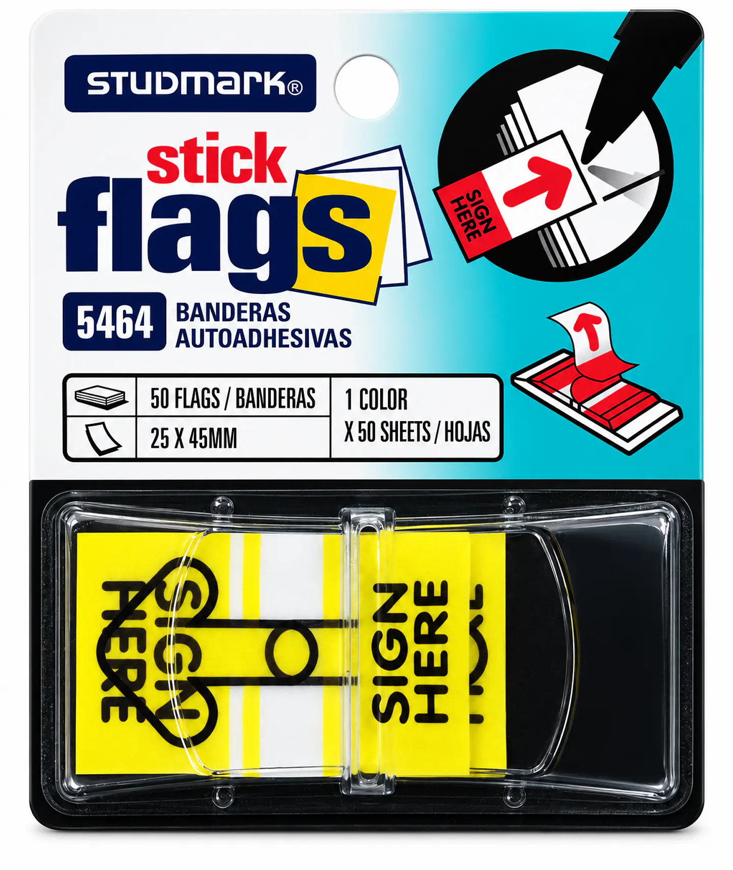Banderitas Adhesivas Sign Here Studmark 25 x 45 mm 50 Hojas ST-05464 1