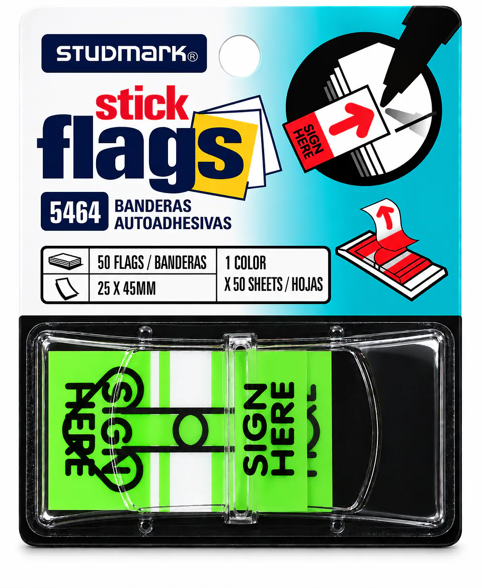 Banderitas Adhesivas Sign Here Studmark 25 x 45 mm 50 Hojas ST-05464 5
