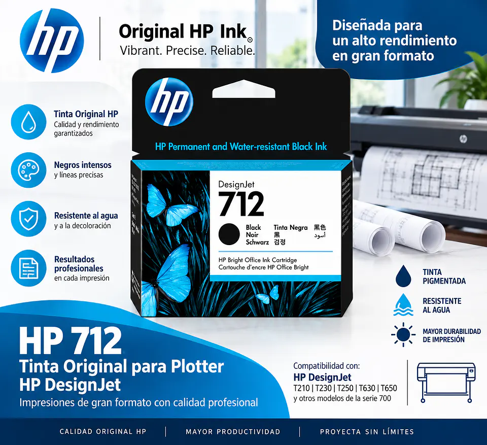 Tinta HP 712 Original para Plotter DesignJet 5