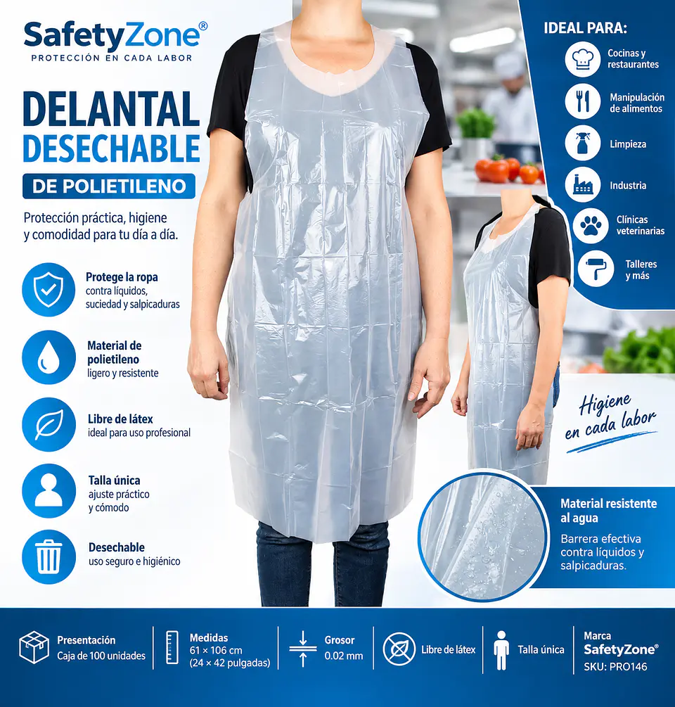 Delantales Desechables de Polietileno Caja 100 3