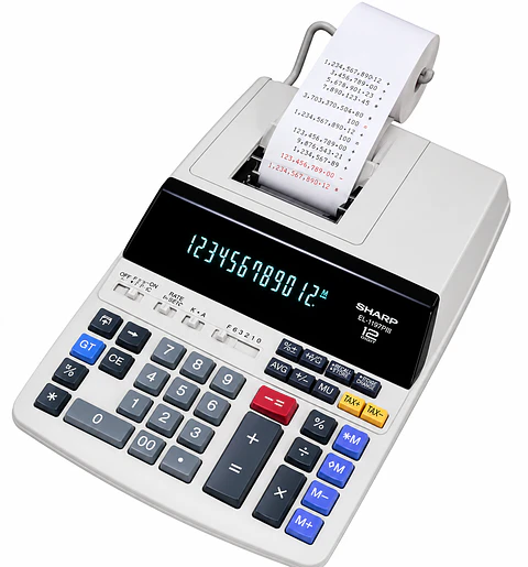 Calculadoras Sumadoras Sharp con Impresión Bicolor de 12 Dígitos EL-1801V y EL-1197PIII