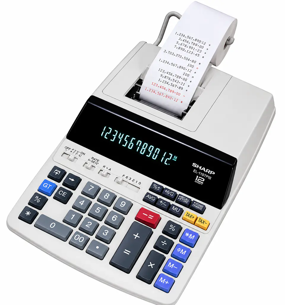 Calculadoras Sumadoras Sharp con Impresión Bicolor de 12 Dígitos EL-1801V y EL-1197PIII 2