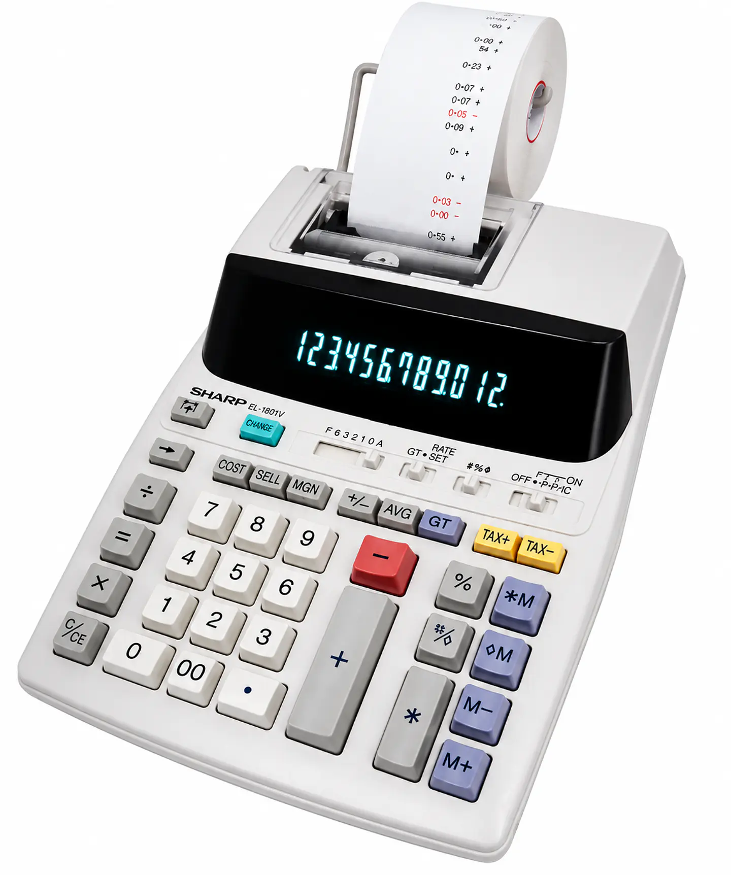 Calculadoras Sumadoras Sharp con Impresión Bicolor de 12 Dígitos EL-1801V y EL-1197PIII 1