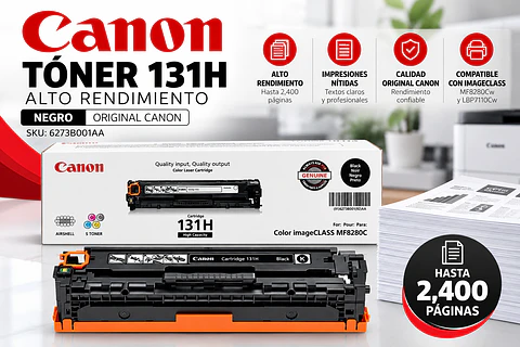 Tóner Canon 131H Negro Original 6273B001AA Alto Rendimiento