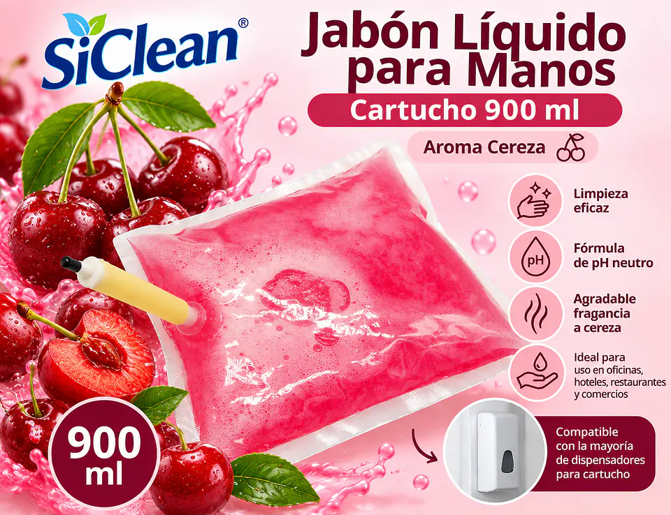 Jabón Líquido para Manos Cartucho 900ml SiClean 2