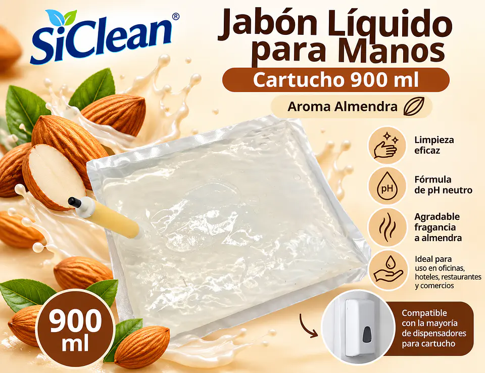 Jabón Líquido para Manos Cartucho 900ml SiClean 1