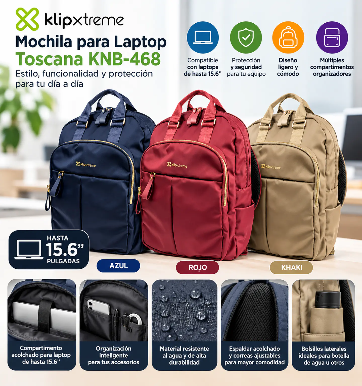 Mochila para Laptop Klip Xtreme Toscana 15.6