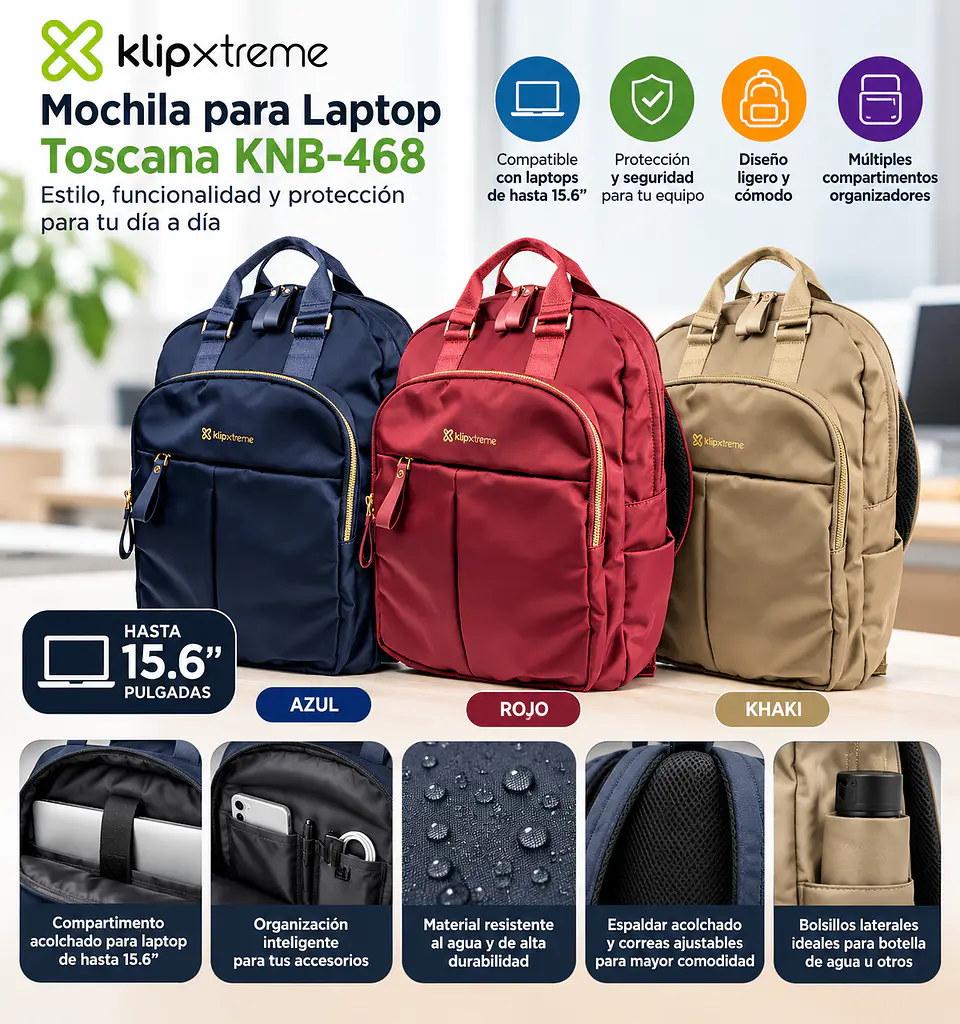 Mochila para Laptop Klip Xtreme Toscana 15.6