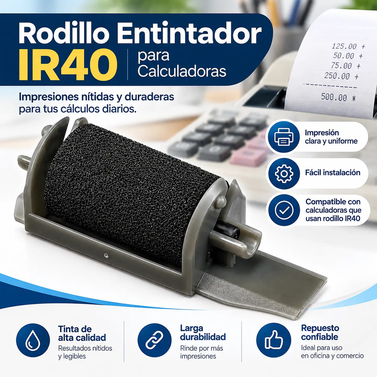 Rodillo Entintador IR40 para Calculadoras 2