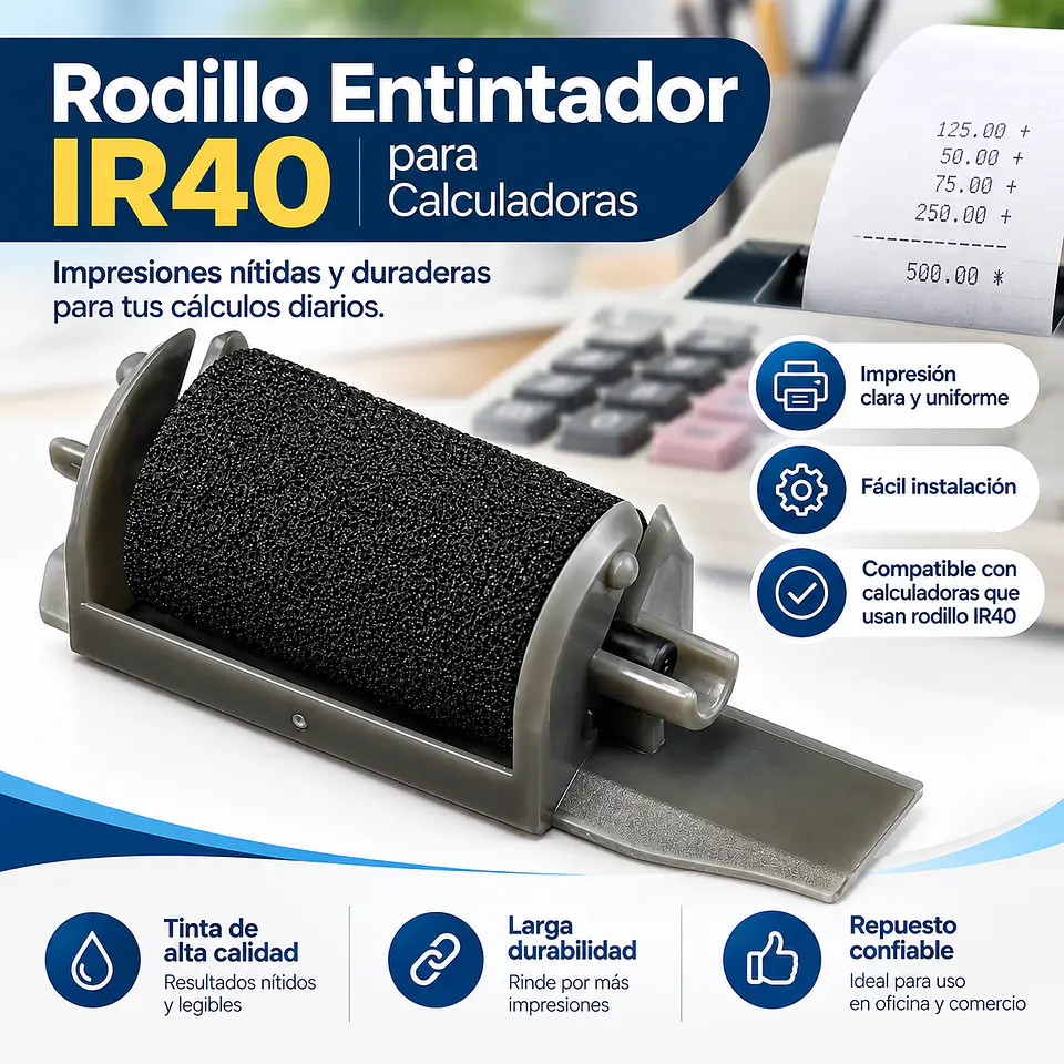 Rodillo Entintador IR40 para Calculadoras 2