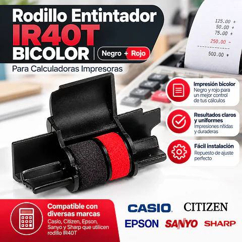 Rodillo Entintador IR40T Bicolor para Calculadoras