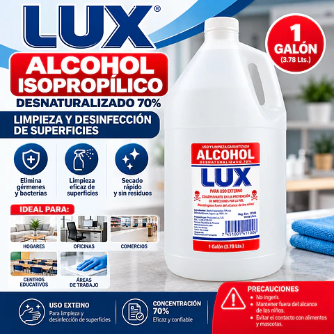 Alcohol Isopropílico Lux 70% Galón 3.78 Litros