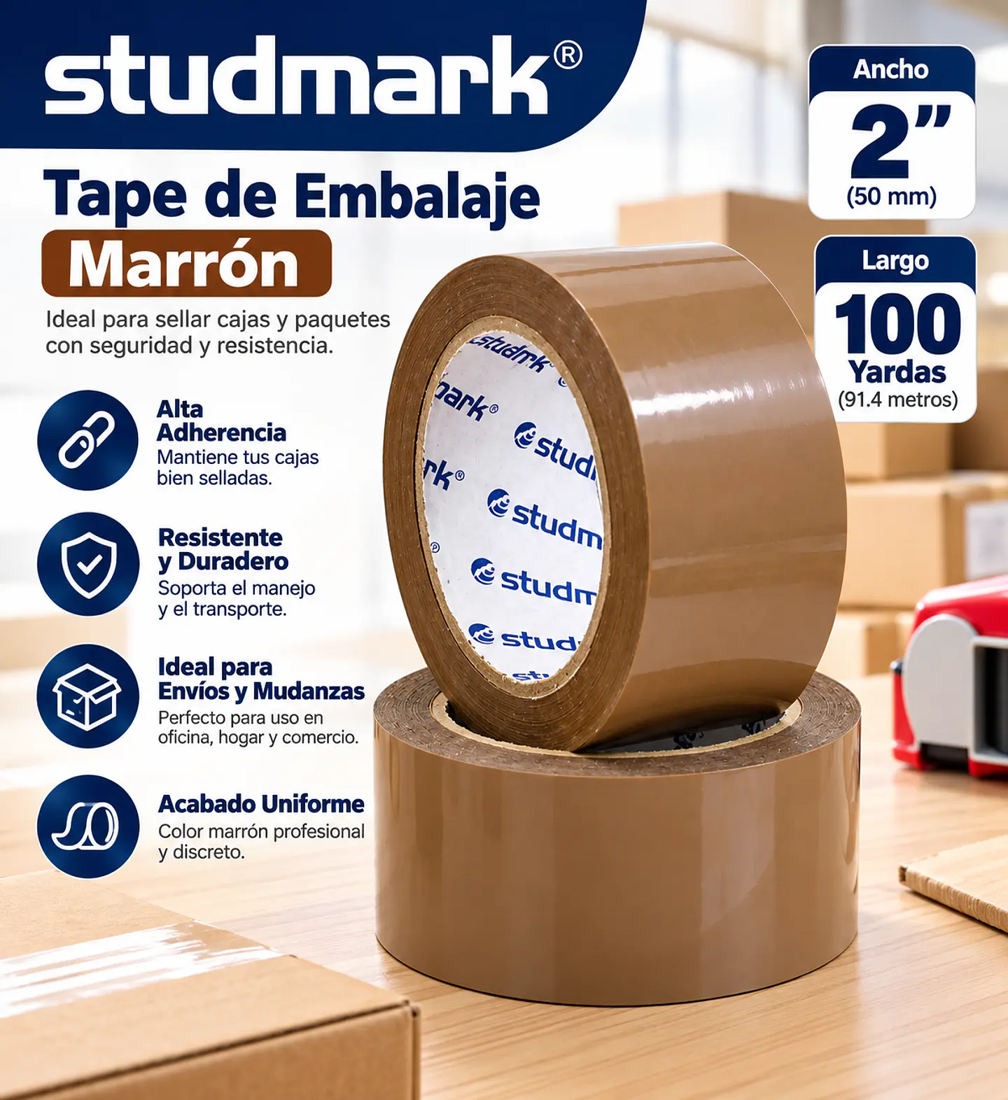 Tape de Embalaje Marrón Studmark 2
