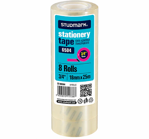 Cinta Adhesiva Transparente Studmark 18 mm x 25 m (8 Rollos)