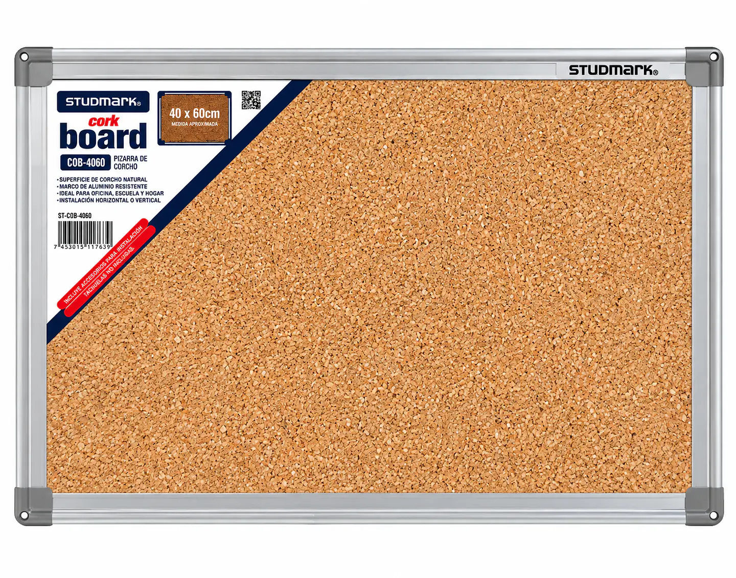Tablero de Corcho Studmark ST-COB-4060 40 x 60 cm con Marco de Aluminio 1