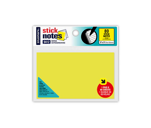 Notas Adhesivas Neón Studmark 75 x 125 mm 80 Hojas