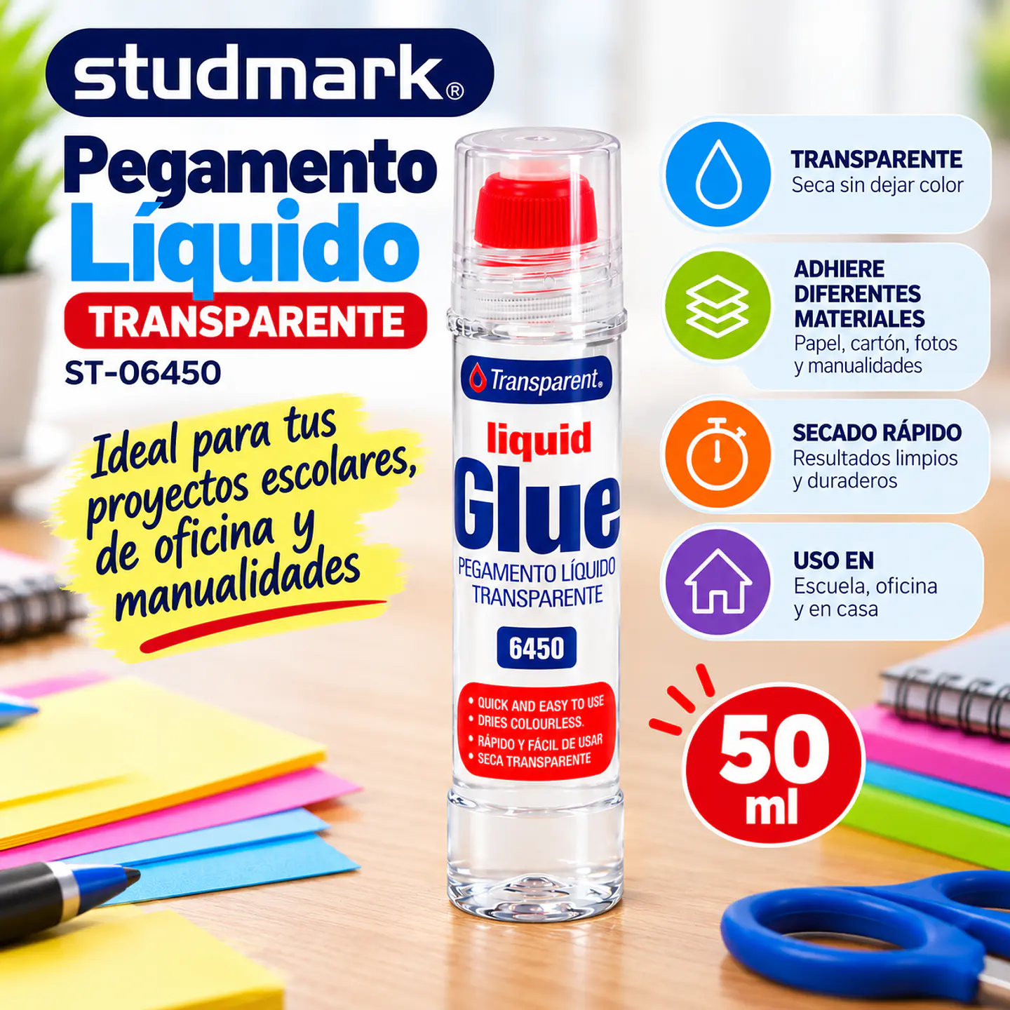 Pegamento Líquido Transparente Studmark 50 ml ST-06450 1