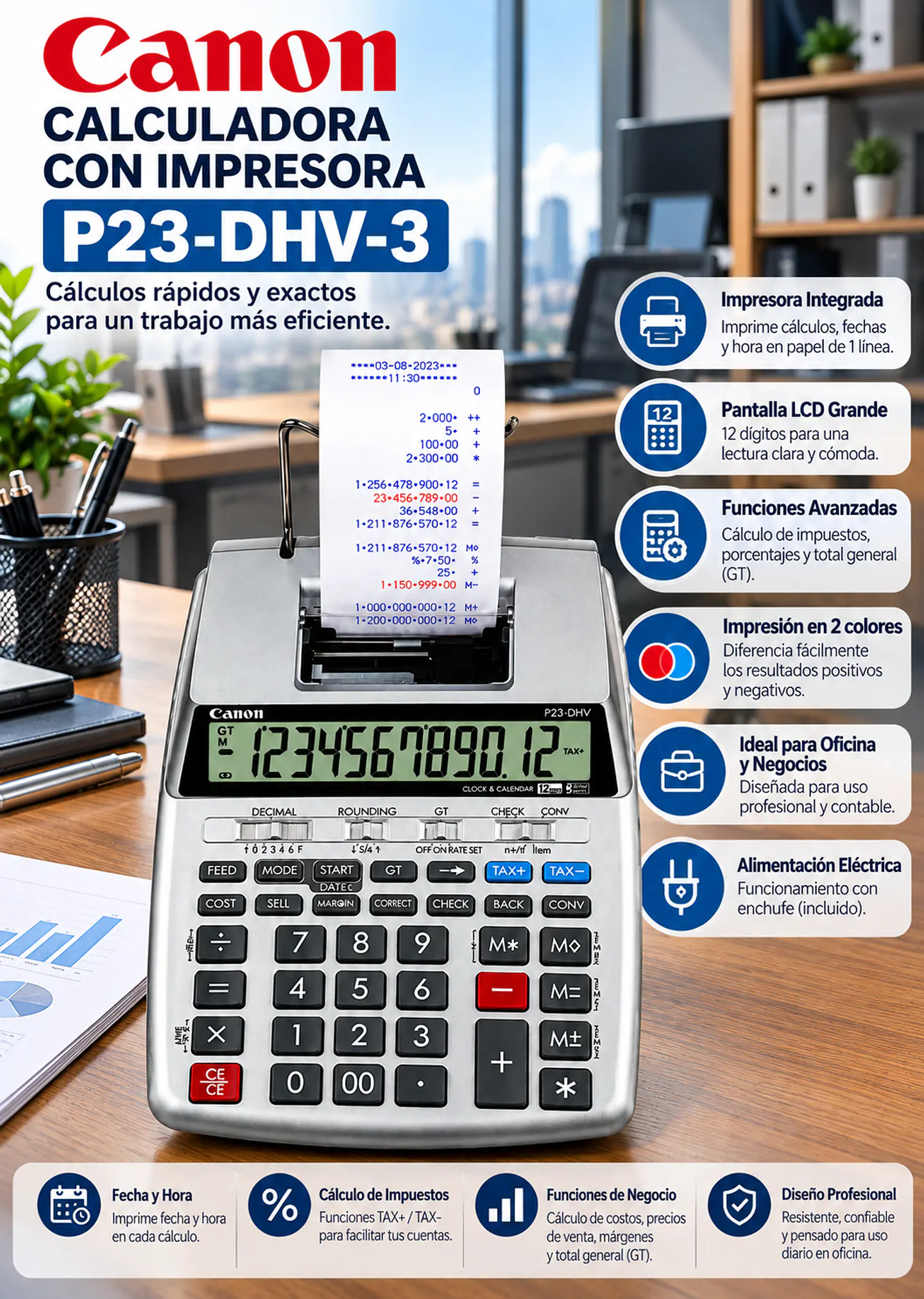 Calculadora Canon P23-DHV-3 con Impresora para Oficina 1