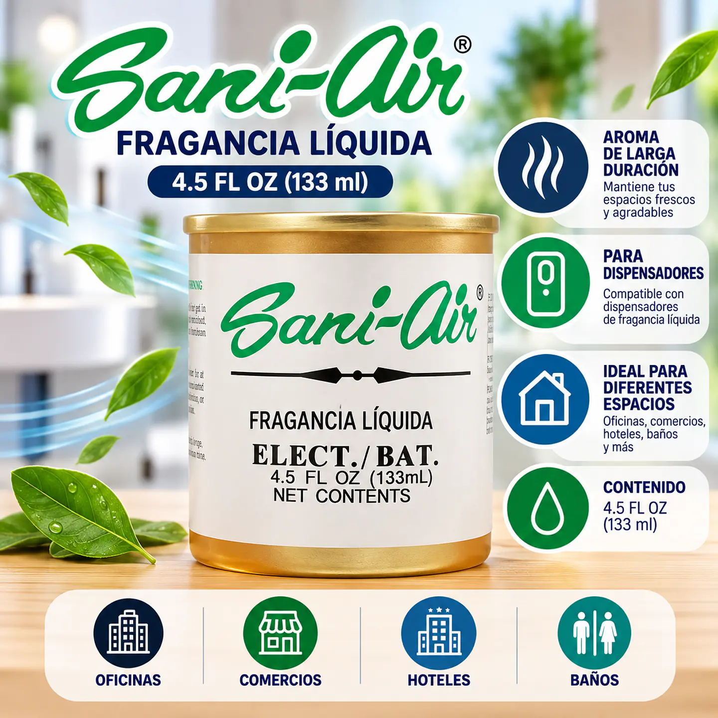 Fragancia Líquida Ambiental SaniAir 4.5 oz para Dispensador 1