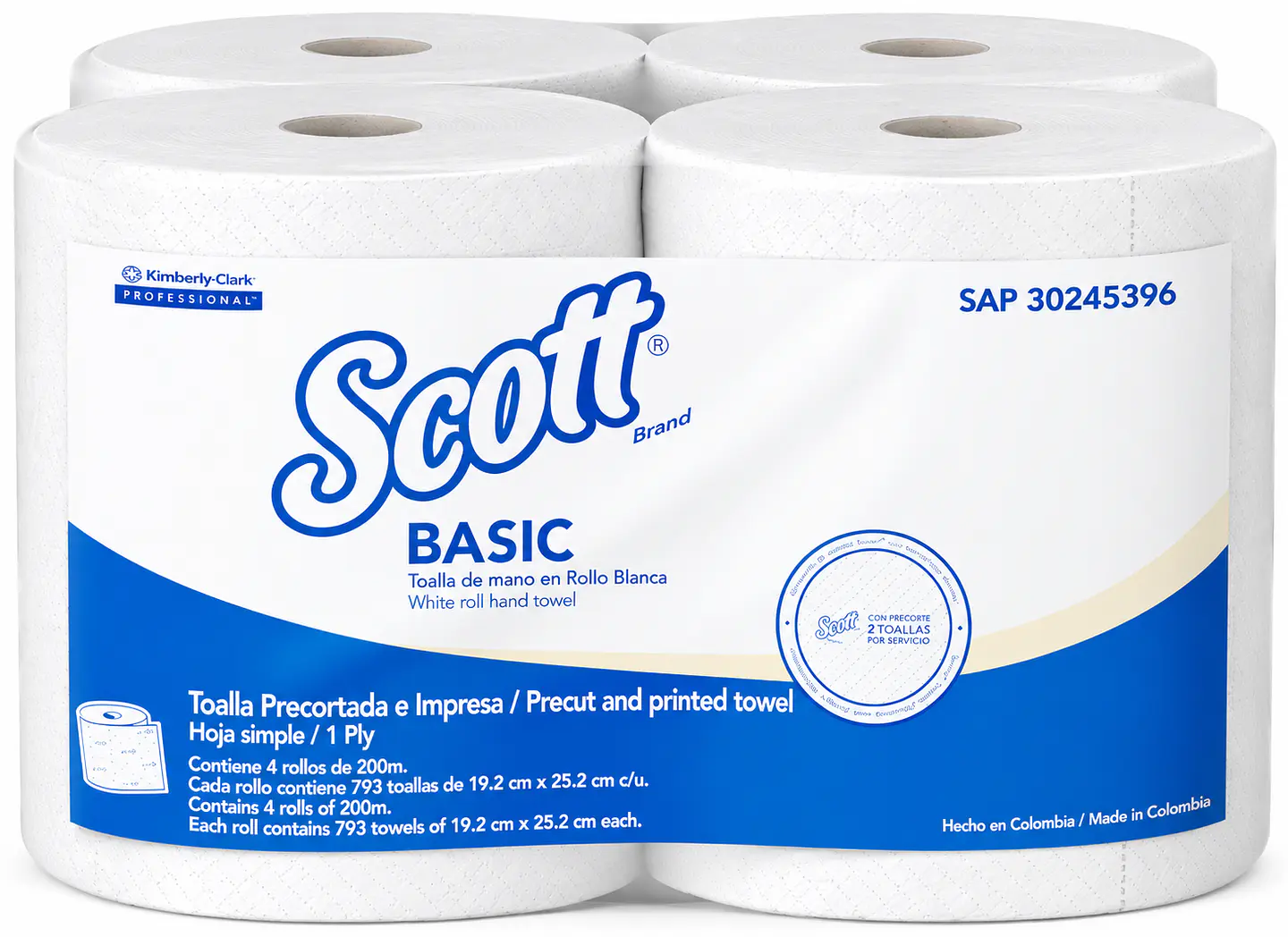 Papel Toalla Scott Basic Precortado 4x200m 30245396 2