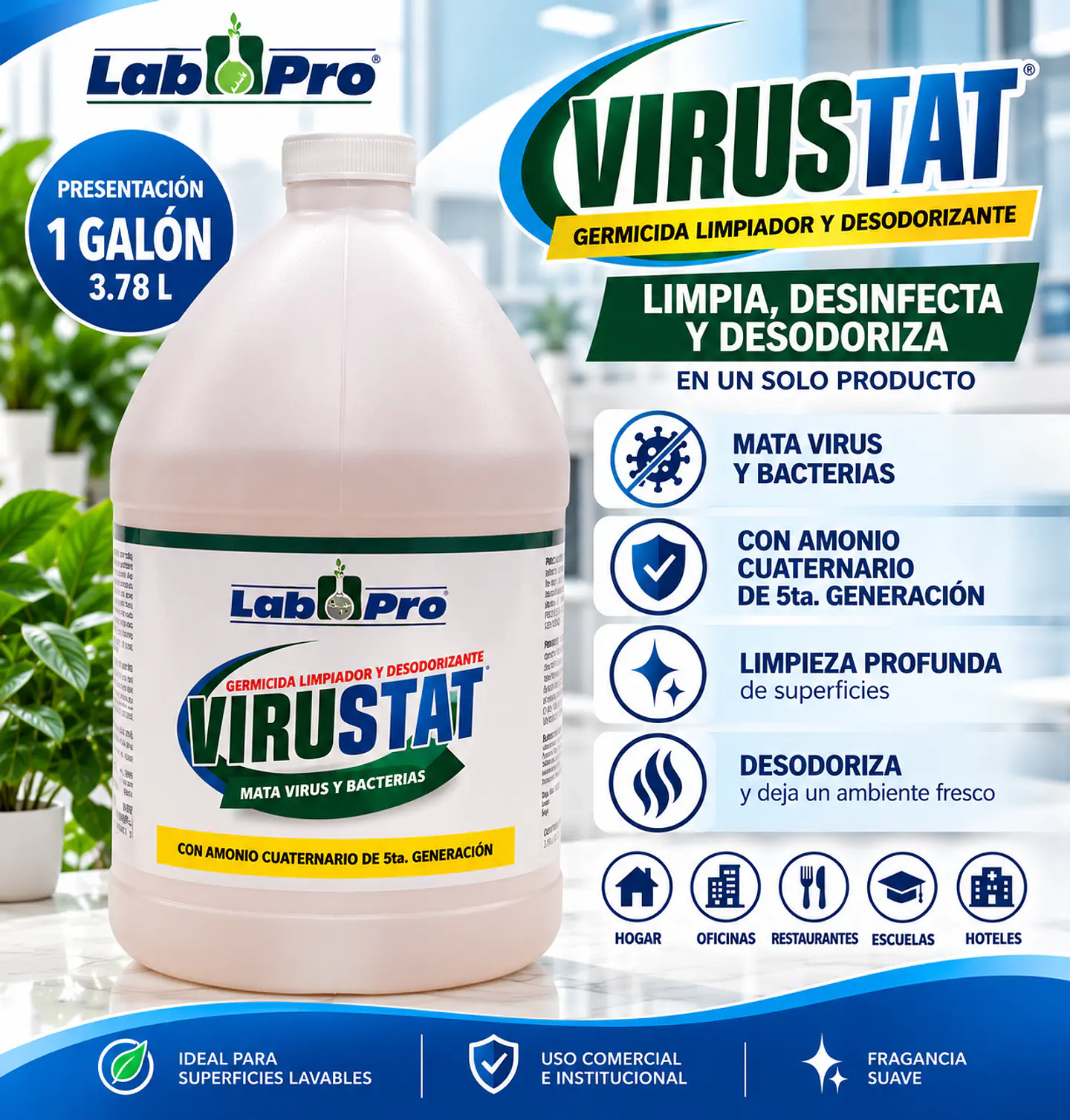 Desinfectante Germicida Lab-Pro Virustat 650ml y Galón 2