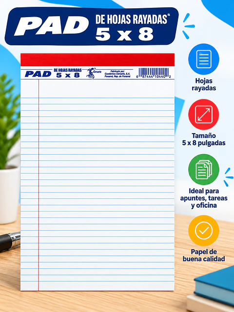 Libreta Rayada Corsario 5x8 para Apuntes y Oficina