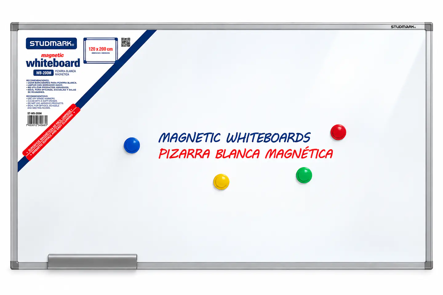 Tablero Blanco Studmark 120 x 200 cm Sencillo y Magnético 2