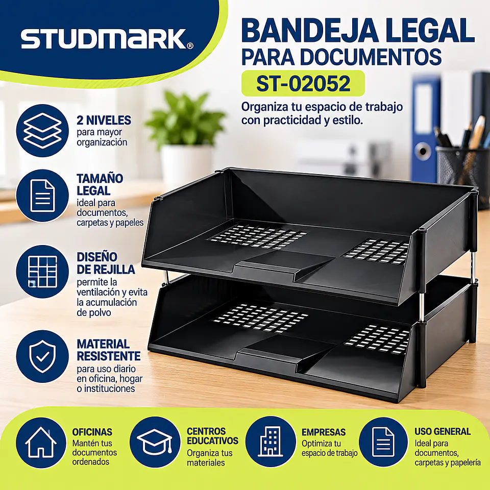 Bandeja Legal para Documentos Studmark ST-02052 de Rejilla – Organizador de Escritorio 1