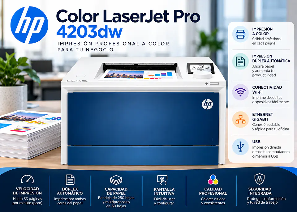 HP Color LaserJet Pro 4203dw Wi-Fi Dúplex Color 2